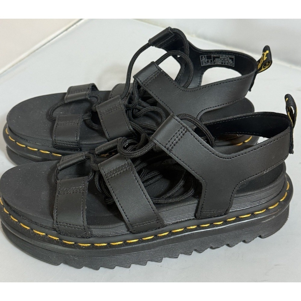 Dr. Martens Nartilla Gladiator Sandal Black Leather Casual Platform Sz 6 NEW